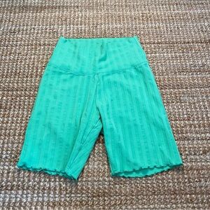 Aerie Offline pin-striped biker shorts with lettuce hem